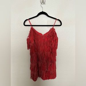 Red Metallic Western Fringe Whiskey Darling Red Dress Size Large!